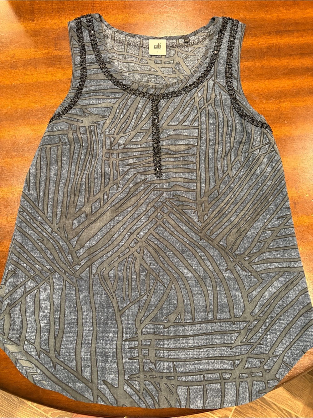 CAbi Gray, Blue  & Black Abstract-Print Sleeveless Tank
